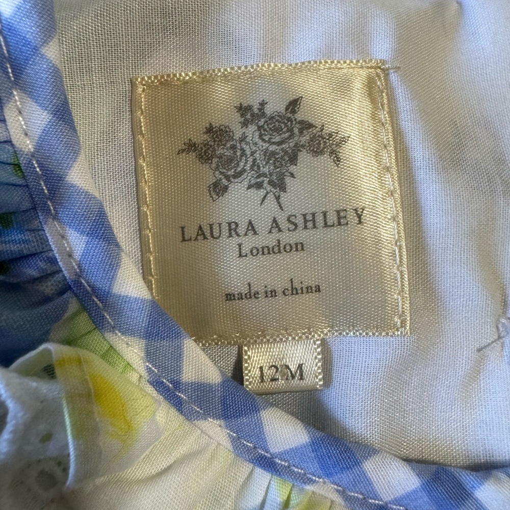 Laura Ashley baby dress w/bloomers, size 12 m, NWT, floral and gingham design - Picture 7 of 7